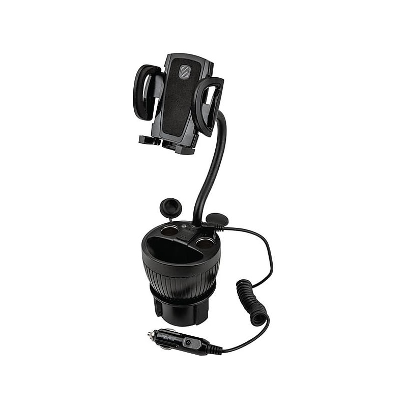 scosche PowerHub Cup-Holder Phone Mount and Charging Hub for Moblie Devices, Black (UH2PCUP) image 1