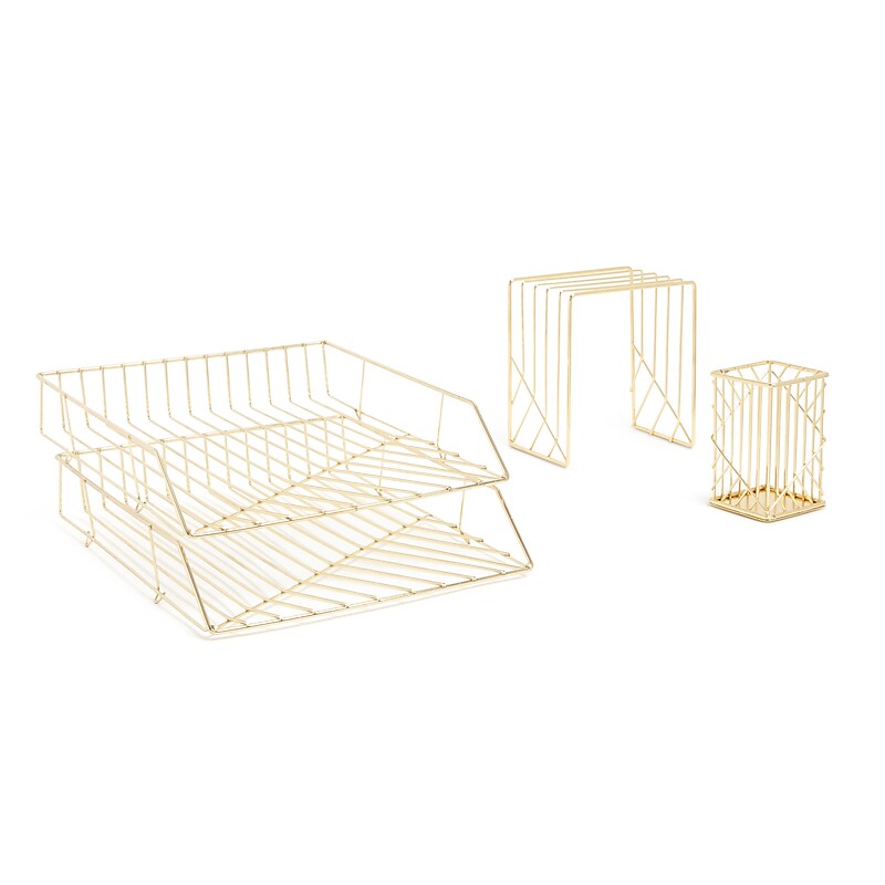 U Brands Vena Desk Organization Set, Gold Wire (3940U00-01) image 1