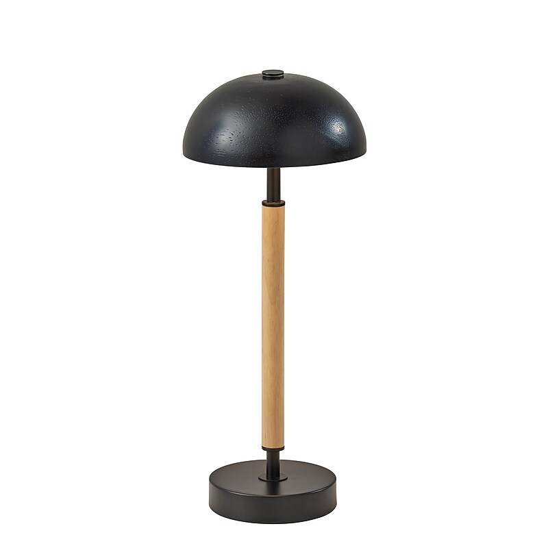 Adesso Ronny LED Cordless Table Lamp, 14.6"H, Black/Natural Wood (3064-12) image 1