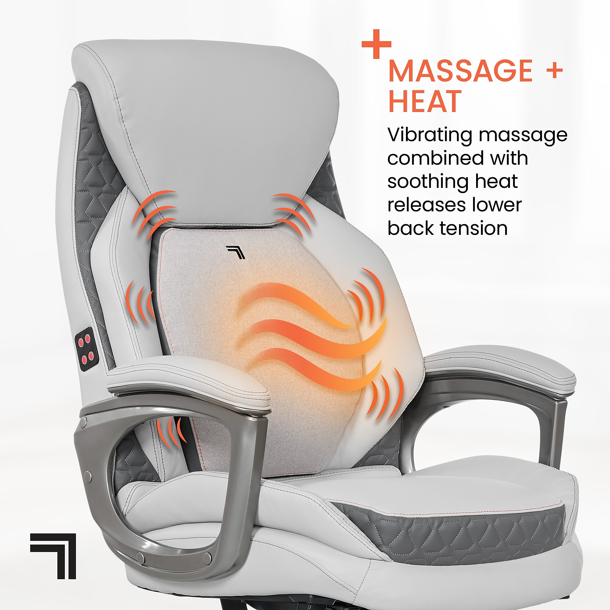 Sharper Image S-600 Active Lumbar Heated Ergonomic Bonded Leather Swivel Executive Massage Chair, Off-White (60098-OWHT) Sansujyuku sansujyuku.com