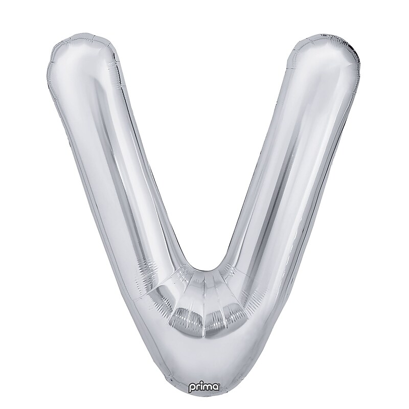 Party City (Air-Filled) 16" "V" Foil Balloon, Silver, 2/Pack (AM60050283-18) image 1
