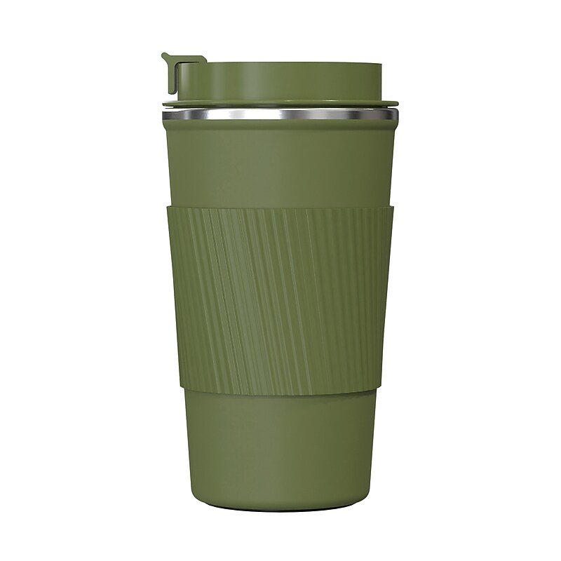 Outdoors Professional Stainless Steel Double-Walled  Coffee Cup, 17.2 oz., Olive Green (OUTD9454) image 1