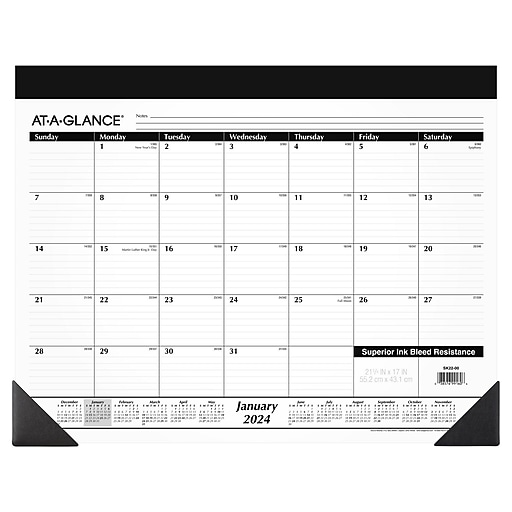 2025 ATAGLANCE 21.75" x 17" Monthly Desk Pad Calendar, White/Black