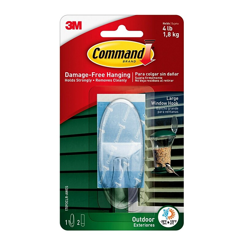 Command Large Window Hook, 4 lb, Clear, (17093CLRAW) image 1