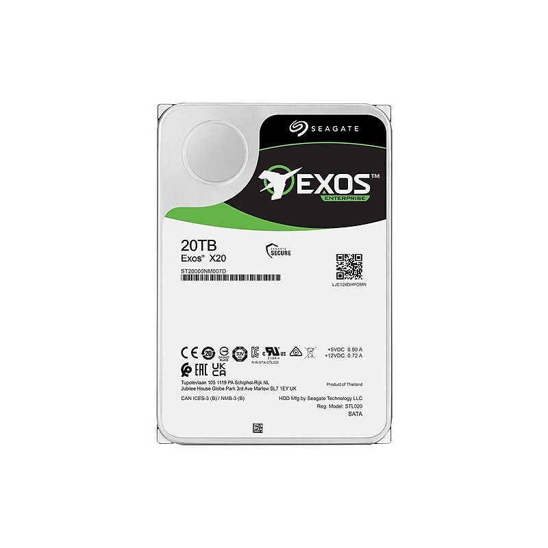 Seagate Exos X20 20TB 3.5" SATA Internal Hard Drive (ST20000NM007D) image 1