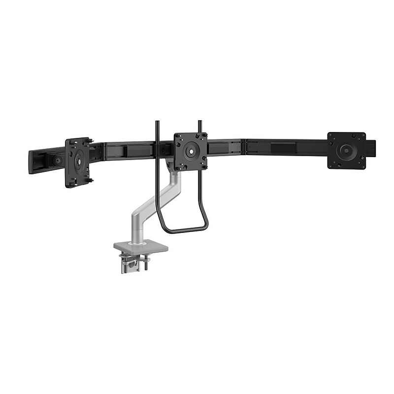 Humanscale M10 Adjustable Triple Monitor Arm with Crossbar and Handle, up to 26.5" Monitors, Silver (M13HBS) image 1