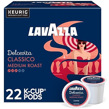 Lavazza Super Crema Coffee Keurig K-Cup Pods, Medium Roast, 22/Box