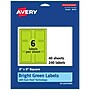 Avery Laser/Inkjet Multipurpose Square Labels, 3" x 3", Bright Green, 240/Pack (94101)~#|#~454C8460-6FD7-498D-87AEFA1E747E6519_sc7