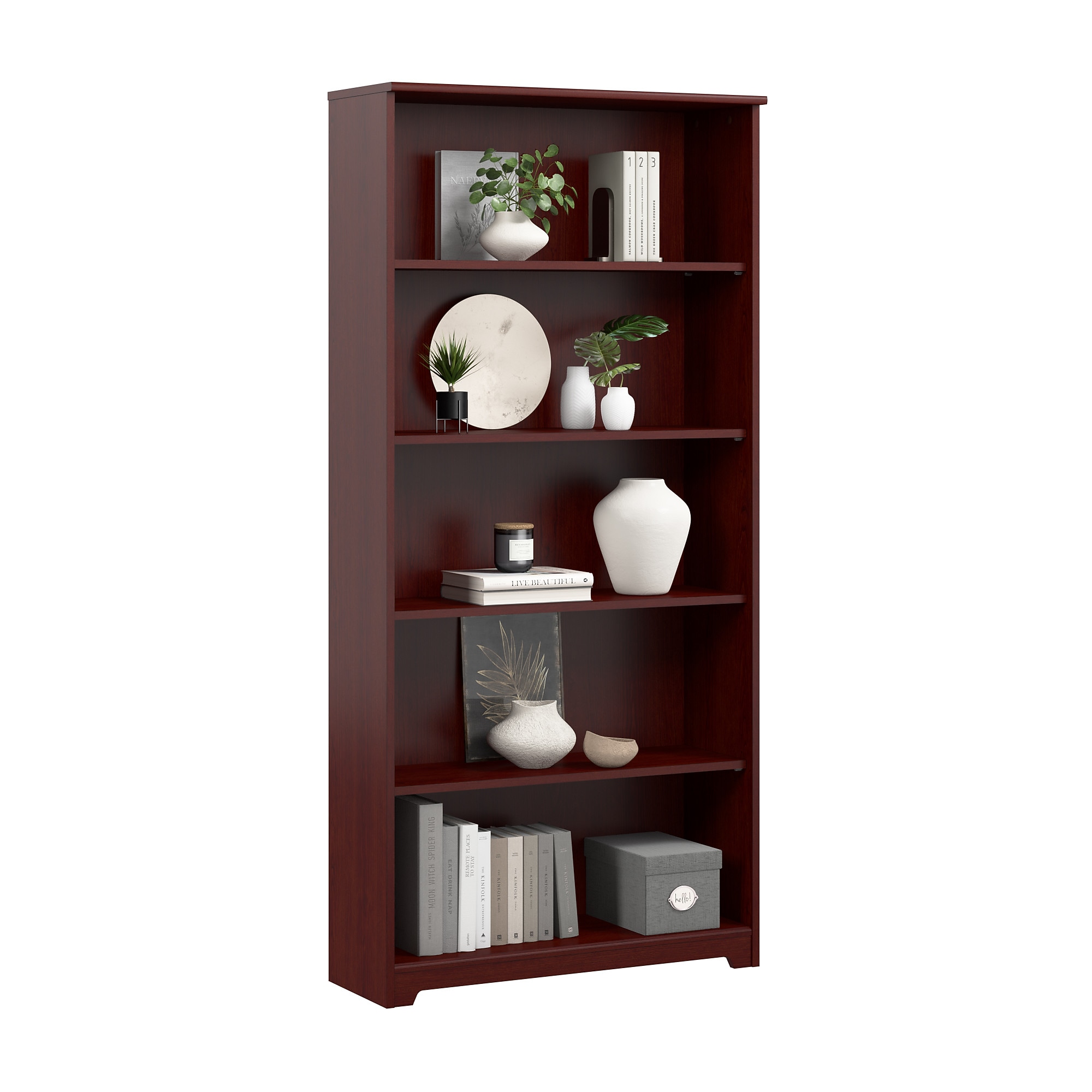Bush Home Cabot Tall 5 Shelf Bookcase, Harvest Cherry (WC31466) Sansujyuku sansujyuku.com