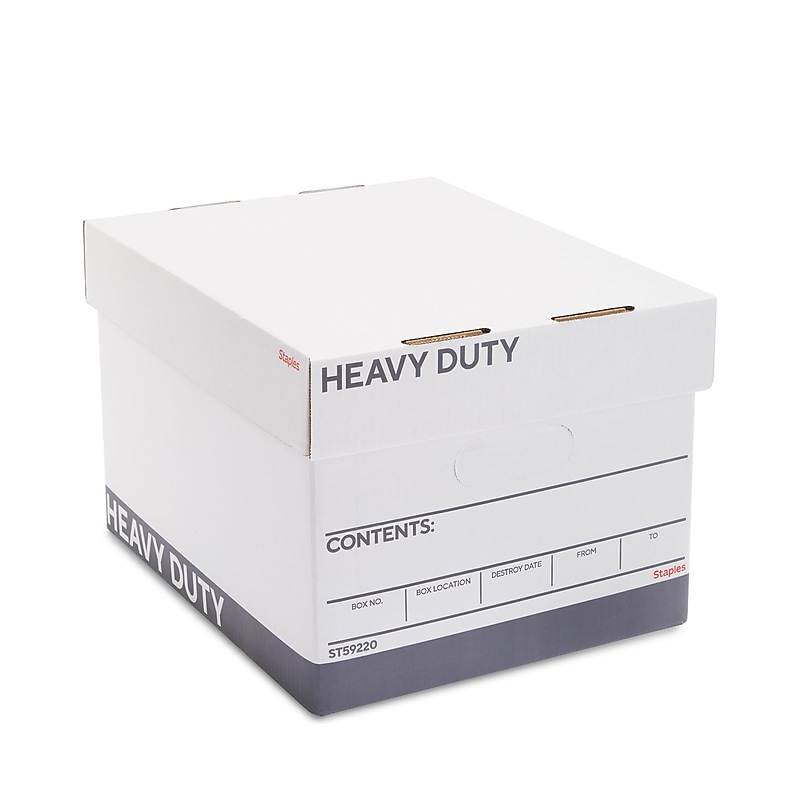 Staples Triple Wall Heavy Duty File Box, Lift Off Lid, Letter/Legal, White/Gray, 12/Carton (TR59220) image 1