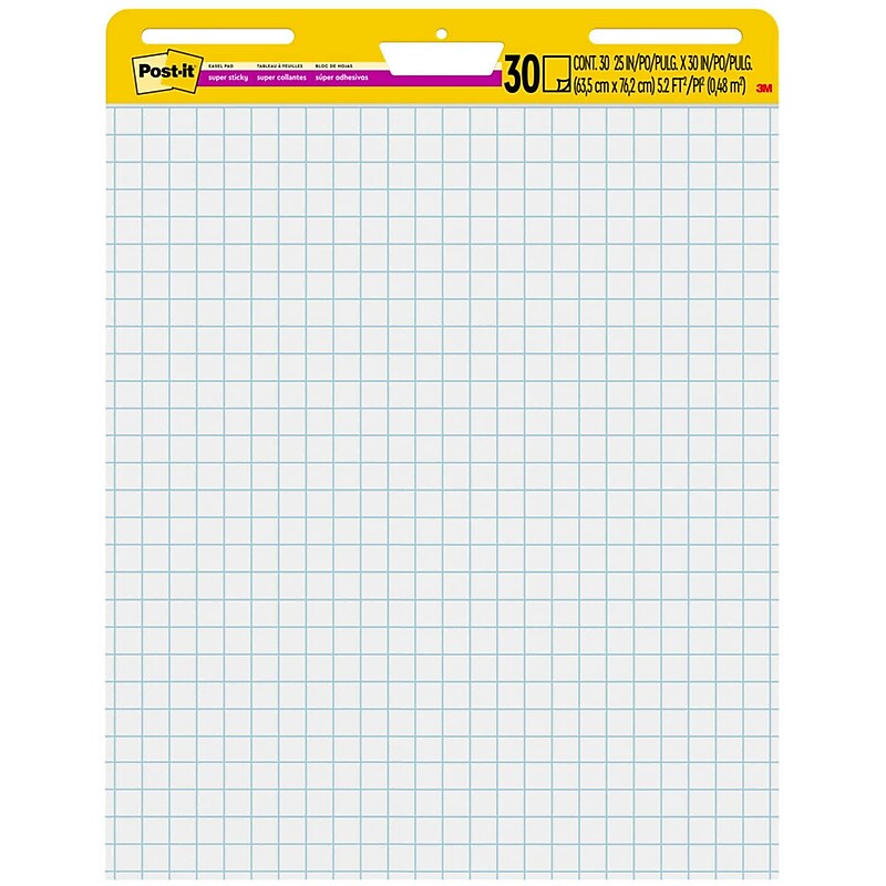 Post-it® Super Sticky Easel Pad, 25" x 30", White with Grid, 30 Sheets/Pad (560) image 1