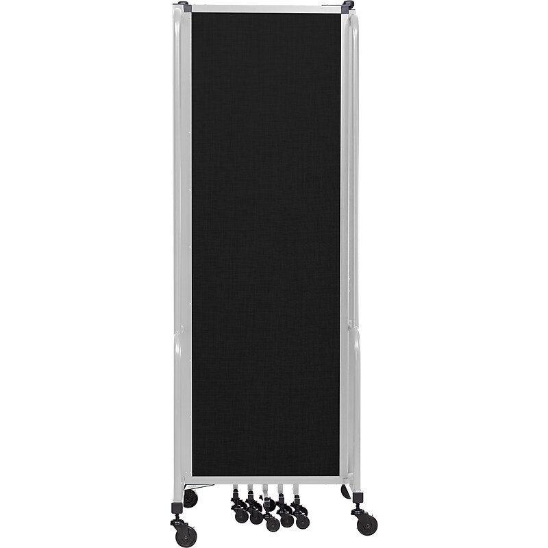 National Public Seating Robo Series 7-Panel Folding Mobile Room Divider, 72"H x 164"W, Black Fabric (RDG6-7PT10) image 1