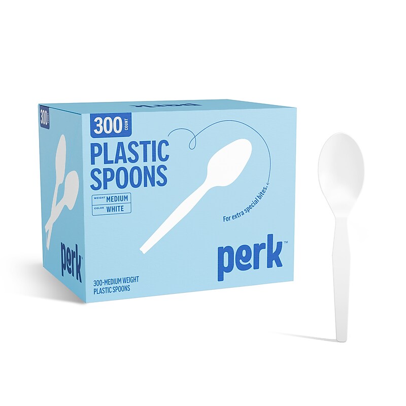 Perk™ Polystyrene Spoon, Medium-Weight, White, 300/Pack (PK56400) image 1