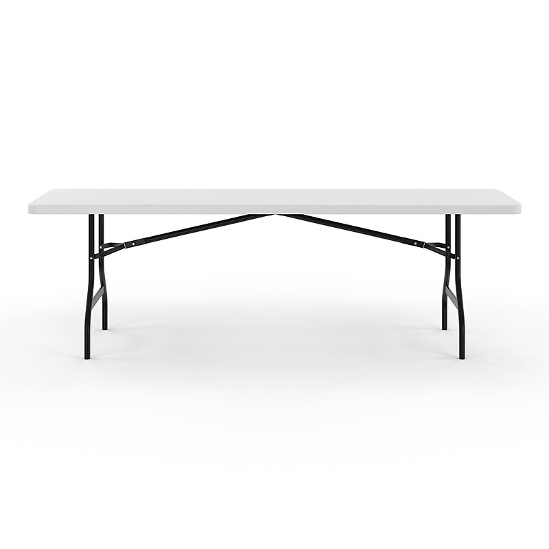 Staples 8' x 29" Heavy Duty Plastic Folding Table, White Granite (79133) image 1