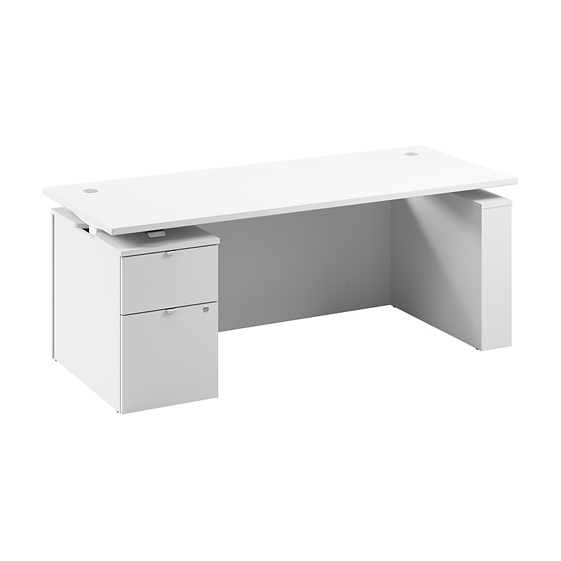 Bush Business Furniture Stratus 72"W Electric Adjustable Standing Desk with File Cabinet, White (SUT008WH) image 1