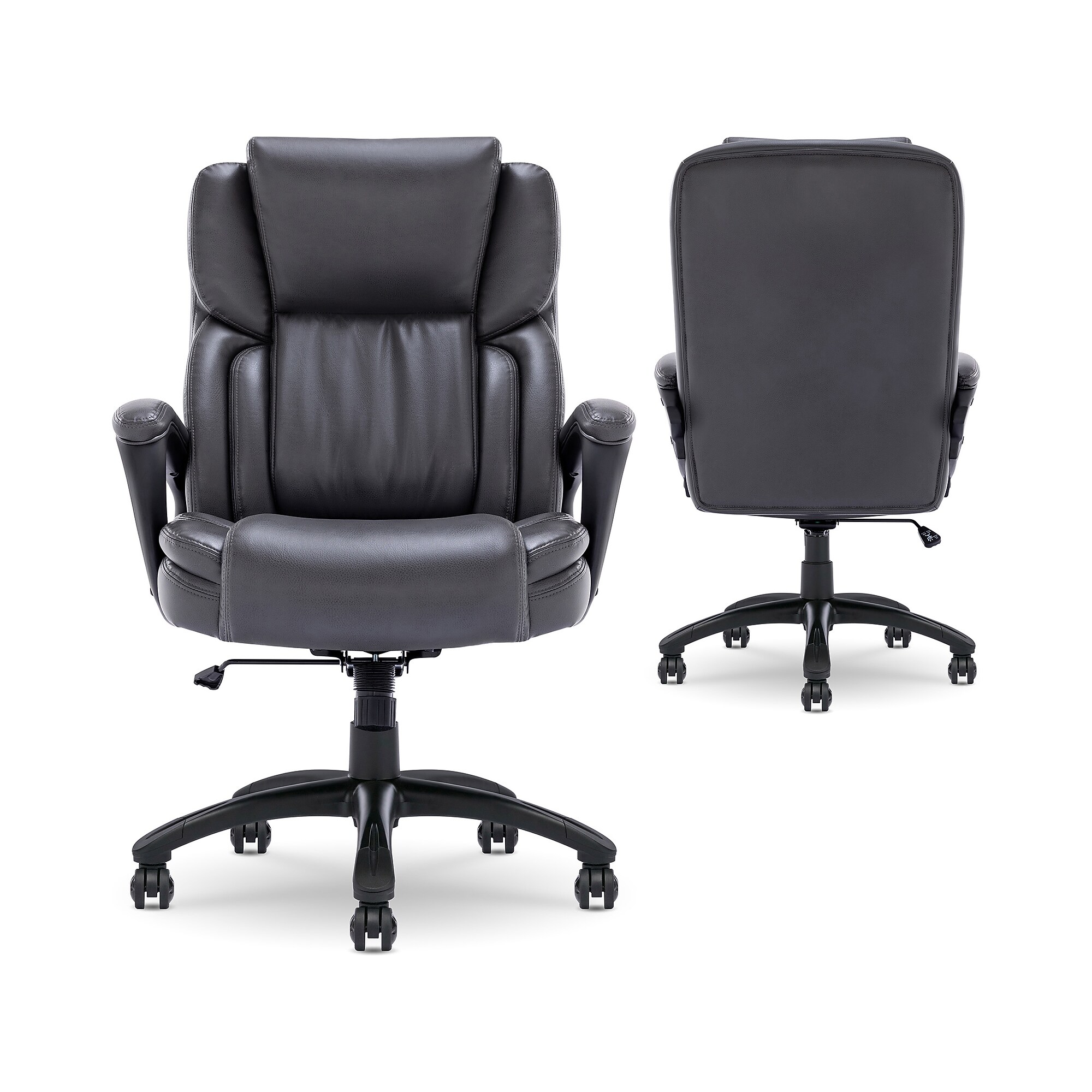 Serta Garret Ergonomic Bonded Leather Swivel Executive Chair, Space Gray (43520F) Sansujyuku sansujyuku.com