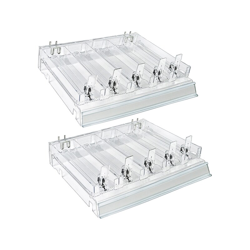 Azar 2.63" x 12" Pegboard 5-Compartment Cosmetic Tray, Clear, 2/Pack (225830-SHORT-CLR-2PK) image 1