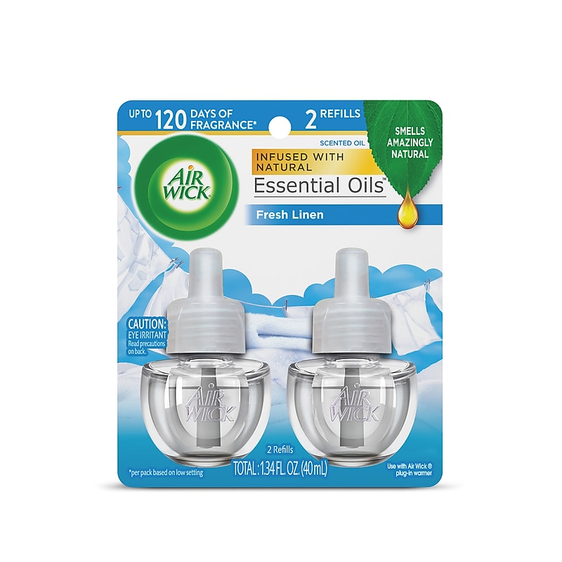 Air Wick Essential Oil Refills, Snuggle Fresh Linen, 0.67 oz., 2/Pack (6233882291) image 1
