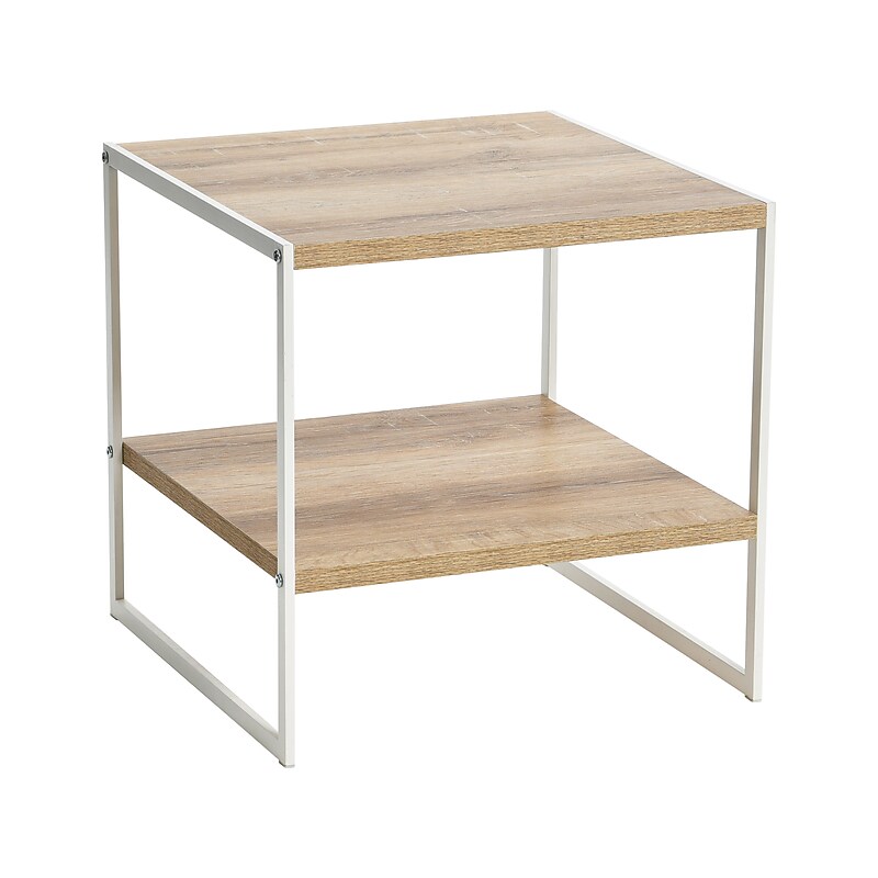 Household Essentials Jamestown 19.8"W x 19.8"D Laminate Side/End Table, Coastal Oak/White (8228-1) image 1