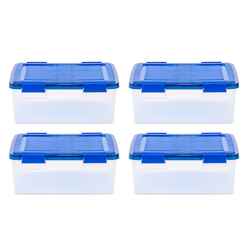 Iris 30.6 Quart Element Resistant Ultimate Clear Plastic Latching Storage Bin, Clear, 4/Pack (500138) image 1