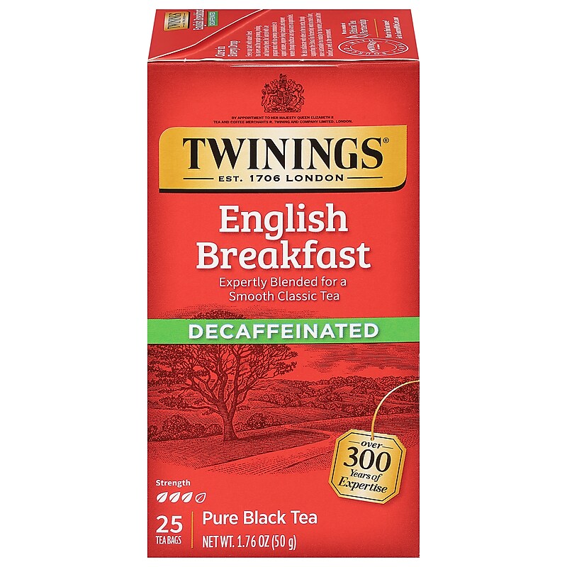 Twinings Decaf English Breakfast Black Tea Bags, 25/Box (TNA51727) image 1