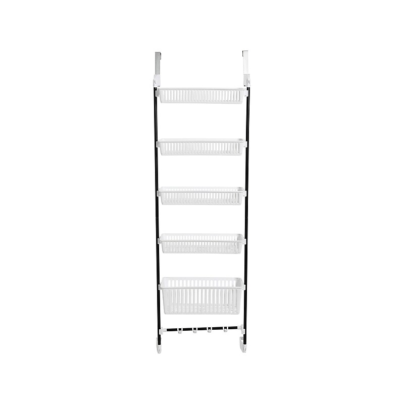 Household Essentials 5-Shelf Plastic Over-the-Door Storage Rack, 20", White/Black (2194-1) image 1