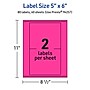 Avery Laser/Inkjet Rectangle Multipurpose Labels, 5" x 6", Neon Magenta, 80/Pack (94257)~#|#~459A11F2-3133-45EA-A42AA2C0E8B6054D_sc7