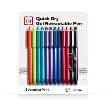 TRU RED™ Retractable Quick Dry Gel Pens, Fine Point, 0.5mm