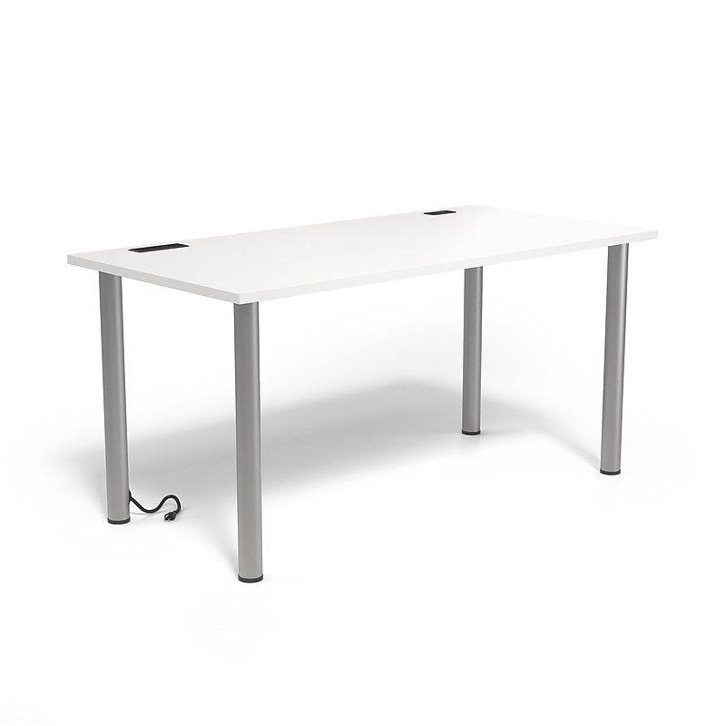 Union & Scale™ Essentials 60"W Computer and Writing Desk, White (UN56971) image 1