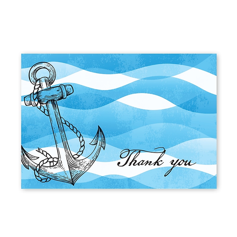Great Papers Ocean Nautical Anchor General Use Thank You Notecard Kits, Multicolored, 24/Pack (2025023) image 1