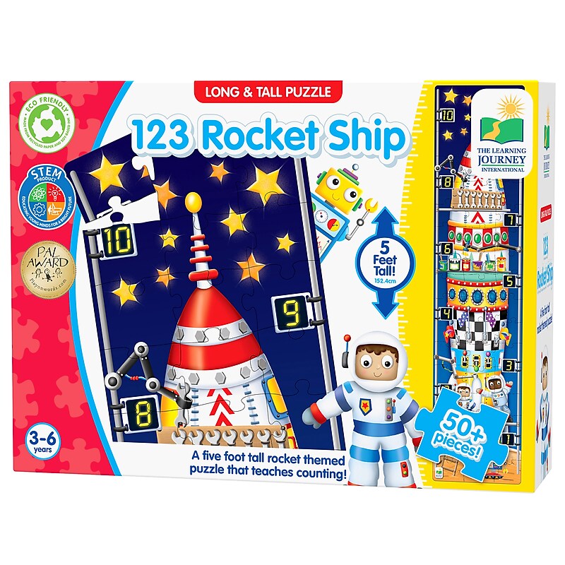 The Learning Journey 51-Piece Long & Tall Puzzles 123 Rocketship (LJI434284) image 1