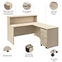 Bush Business Furniture Arrive 60"W L Shaped Reception Desk with Shelf and Mobile File Cabinet, Natural Elm (ARV004NE)~#|#~45C8D099-1352-42E1-AEE016E9AF3368EB_sc7