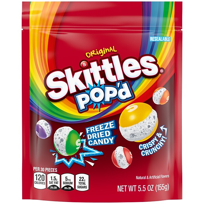 SKITTLES POP'd Originals Freeze Dried Candy, Assorted Flavors, 5.5