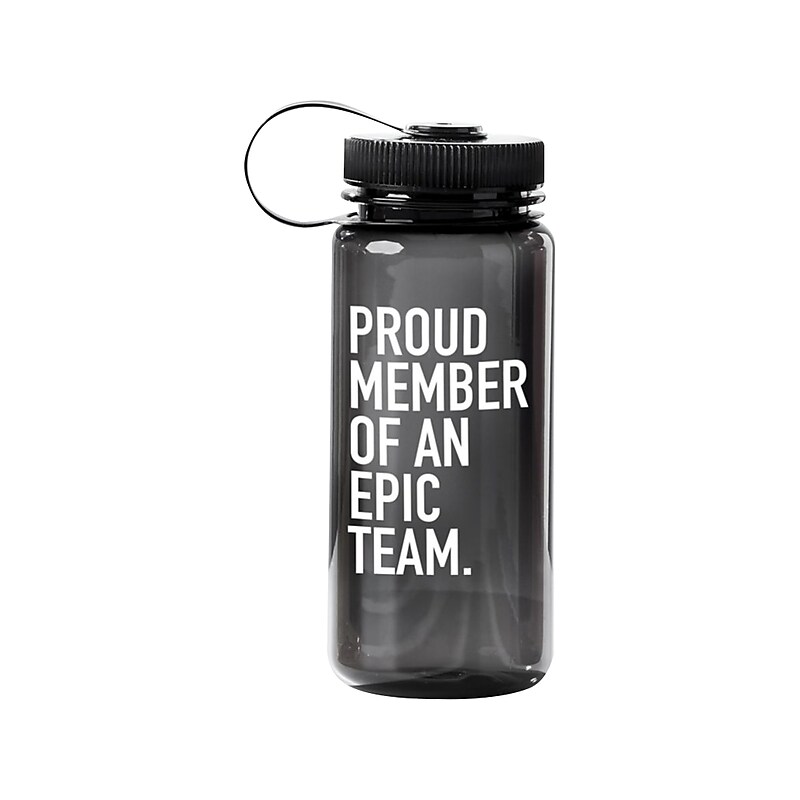 Baudville "Proud Member Of An Epic Team" Plastic Water Bottle, 21 oz., Translucent Black/White (91569) image 1