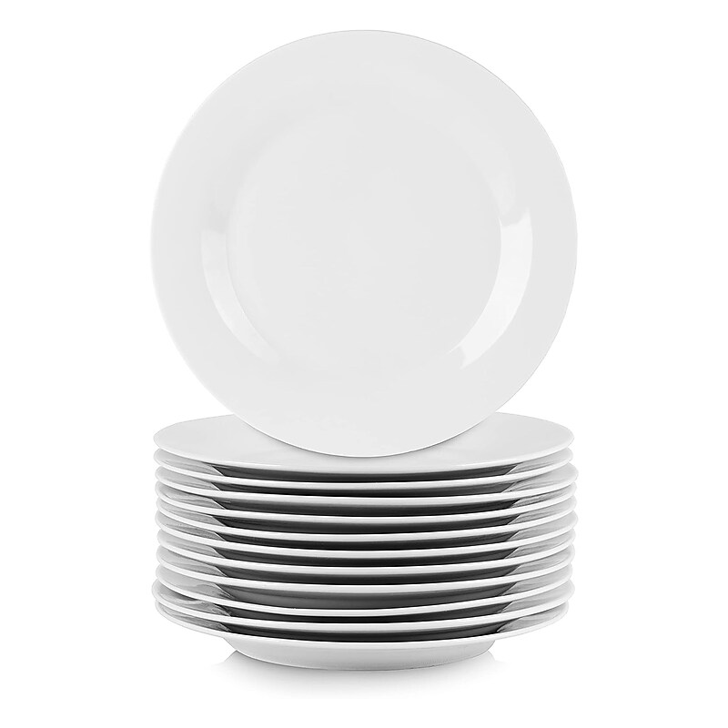 Elama Porcelain Dinner Plate Set, White, 12 Piece image 1
