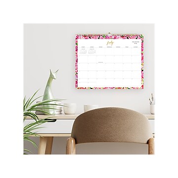 2023-2024 Blue Sky Travel Write Draw Parisian Roses 15" x 12" Academic Monthly Wall Calendar, Pink/White (142608)