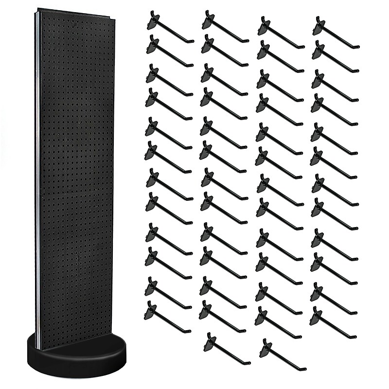 Azar Revolving Studio Base 60" x 16" Pegboard Floor Stand, Black (700780-BLK-6B50) image 1
