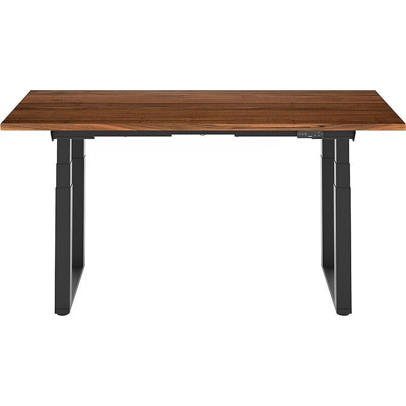 FlexiSpot E7Q 72"W Electric Adjustable Standing Desk, Black Walnut/Black (E7QB7230-BW) image 1