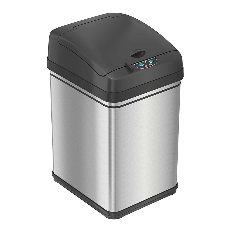iTouchless Stainless Steel Sensor Trash Can with Locking Lid and AbsorbX Odor Control, Silver, 8 gal. (DZT08PL) image 1