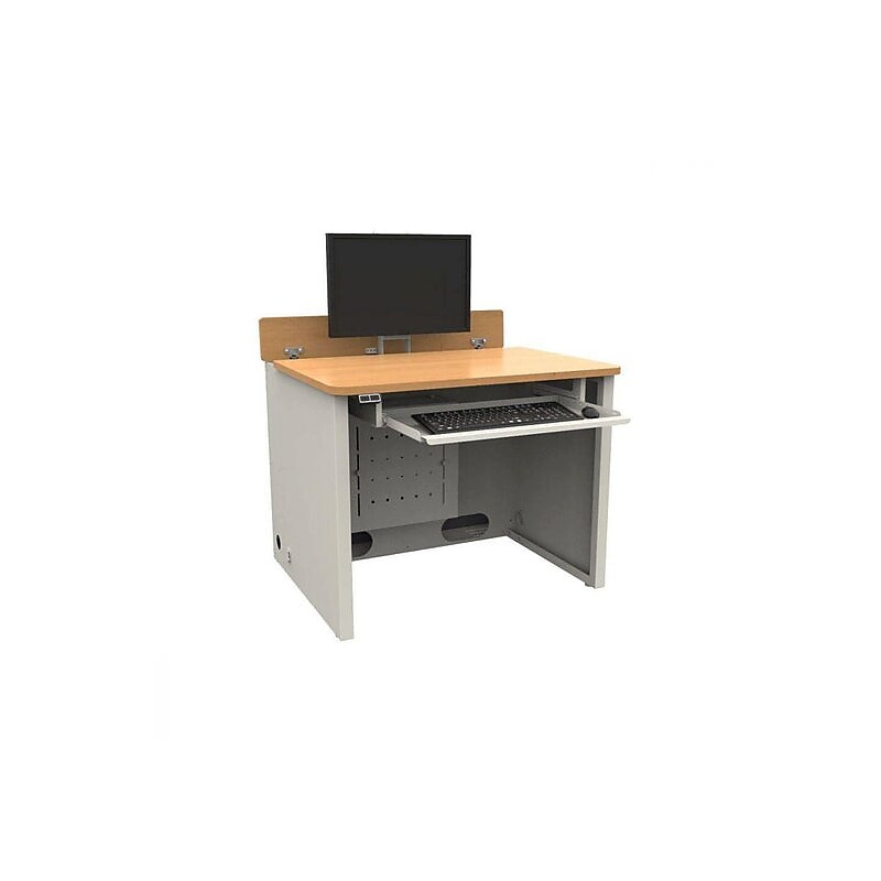 VersaDesk Elevation 36"W Computer Desk, Maple/White (ED3630-WM) image 1