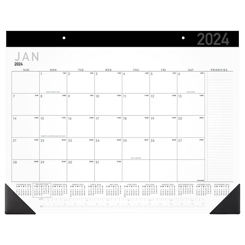 2024 AT-A-GLANCE 21.75" x 17" Monthly Desk Pad Calendar, White/Black (SK24X-00-24) image 1