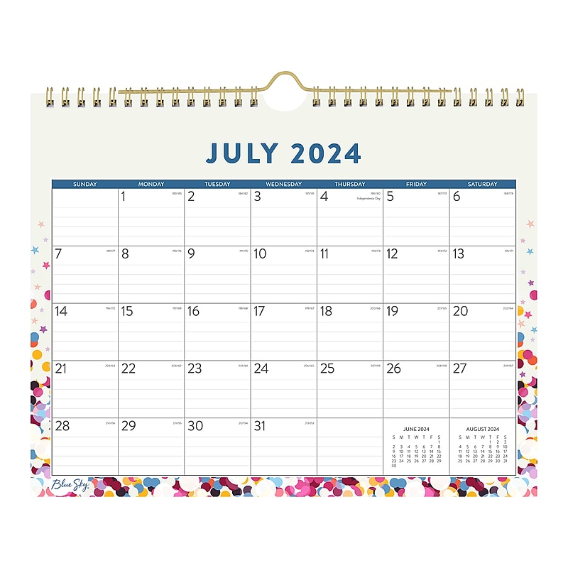 2024-2025 Blue Sky Star Confetti Bright 11" x 8.75" Academic Monthly Wall Calendar (148671-A25) image 1