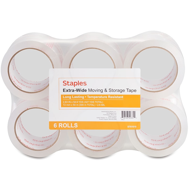 Staples Packing Tape, 2.83"W x 54.6 yds., Clear, 6/Pack (52209/ST-XW26-6) image 1