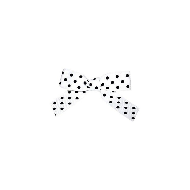 JAM Paper Ribbon Bows, White with Black Polka Dots, 100/Pack (52640349330) image 1