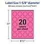 Avery Round Laser/Inkjet Multipurpose Labels, 1-5/8" Dia, Bright Pink (800/Box)~#|#~46072B75-C7EF-4224-A874E9D0AA554F8C_sc7