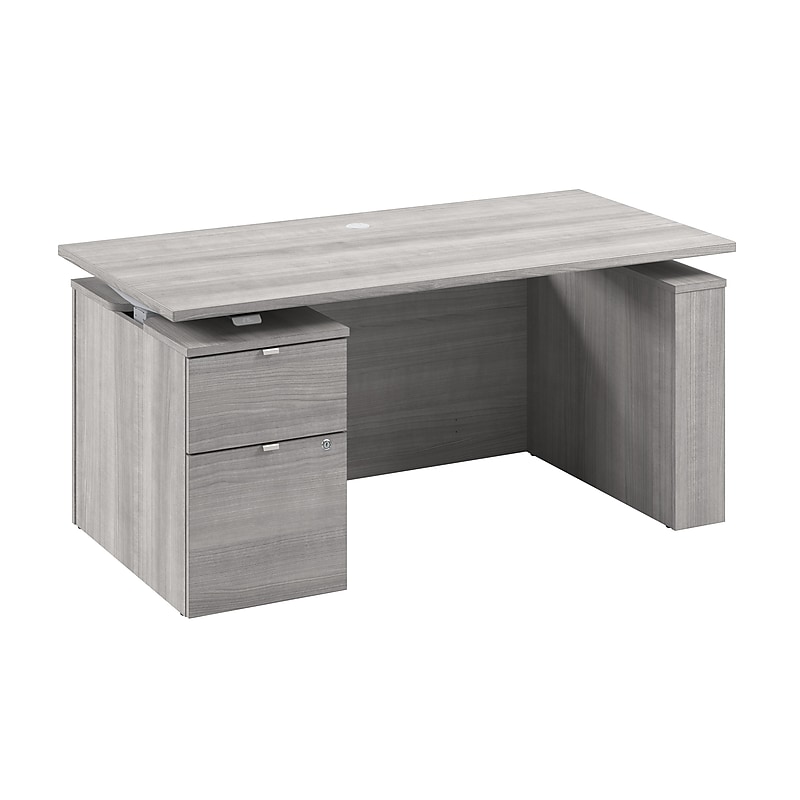 Bush Business Furniture Stratus 60"W Electric Adjustable Standing Desk with File Cabinet, Platinum Gray (SUT007PG) image 1