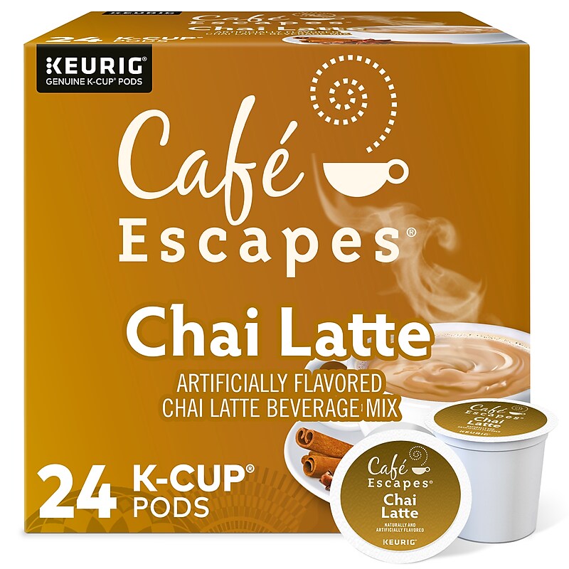 Cafe Escapes Chai Latte Coffee Keurig® K-Cup® Pods, Light Roast, 24/Box (5000330124) image 1