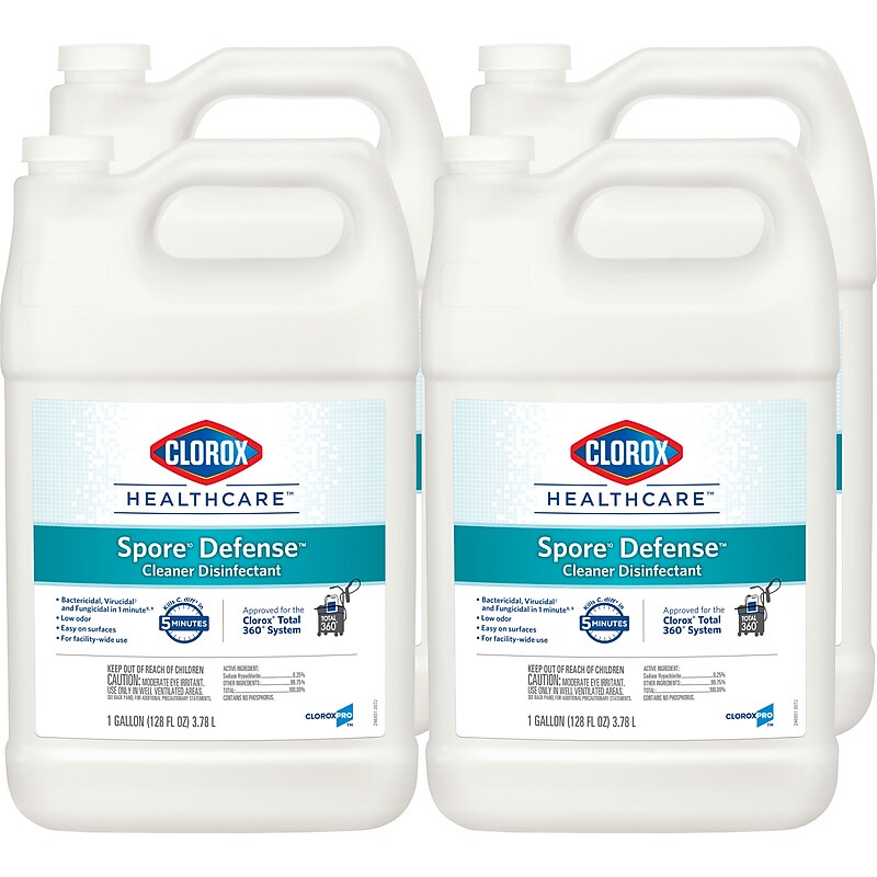 Clorox Healthcare Spore Defense Cleaner Disinfectant, Closed System Refill Bottle, 128 Fl Oz, 4/Pack  (32122) image 1