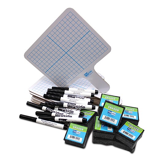 Flipside Two Sided Rectangular Dry Erase Whiteboard Set, 7.75" x 10