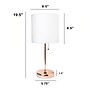 Creekwood Home Oslo 19.5" LED Table Lamp with USB Port, Rose Gold/White Shade (CWT-2013-RG)~#|#~46209C85-BA0D-48F5-A2C206BD1AD3FAFA_sc7